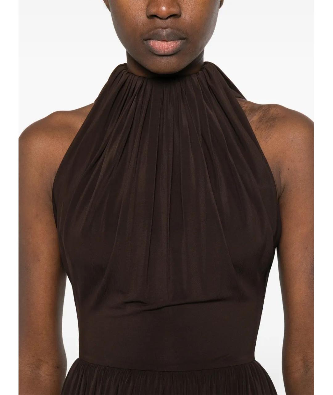 ALAIA Коричневое вискозное коктейльное платье, фото 5