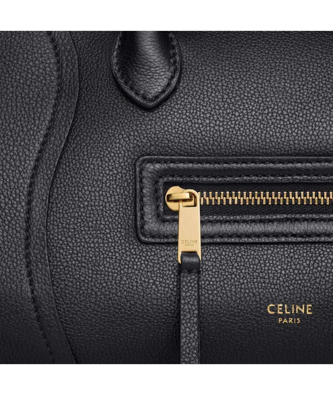 CELINE Черная кожаная сумка с короткими ручками, фото 4