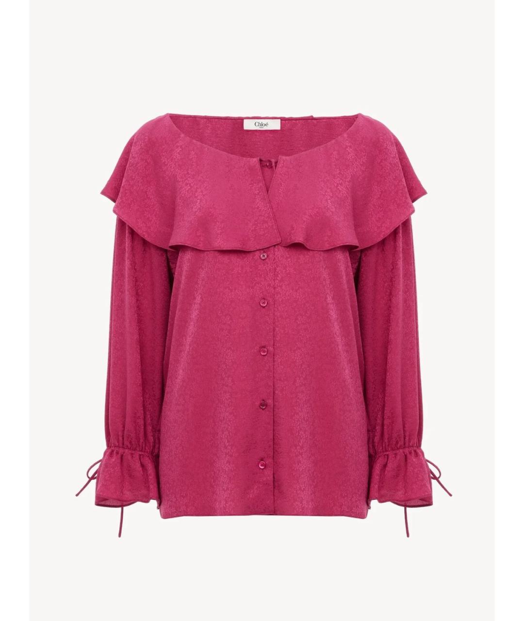 CHLOE Фуксия шелковая блузы, фото 5