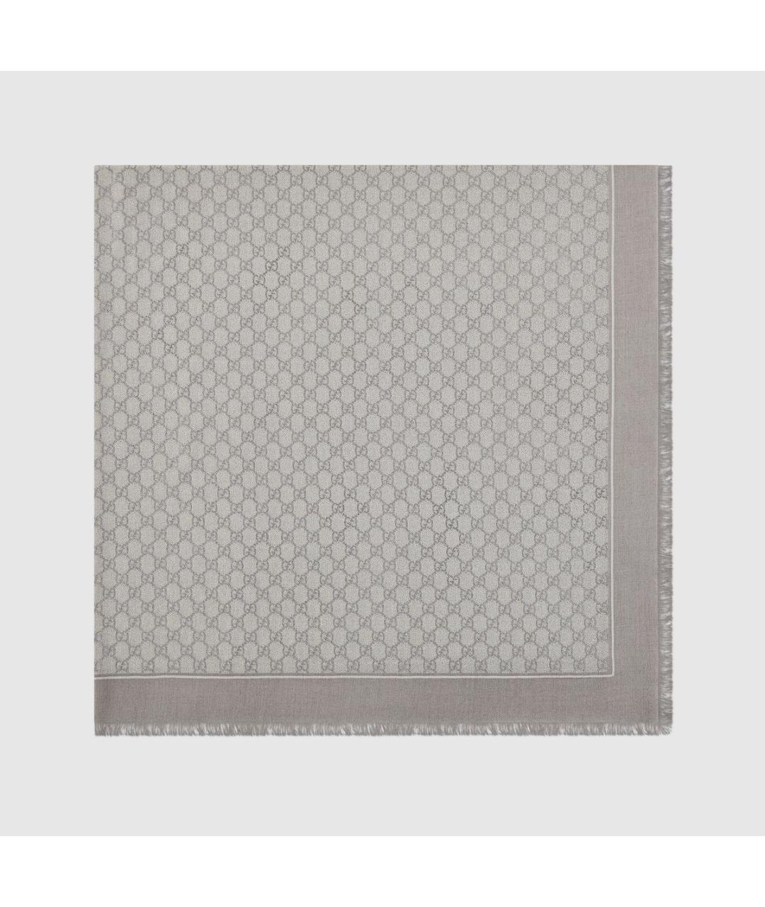 GUCCI Серый шерстяной шарф, фото 2