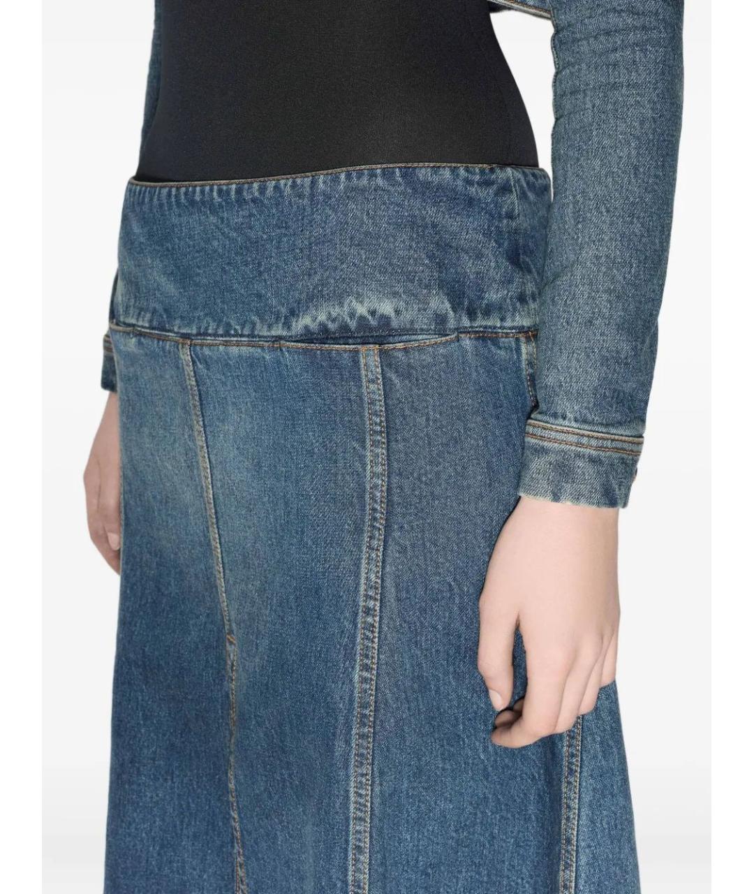 ALAIA Синяя хлопковая юбка миди, фото 5