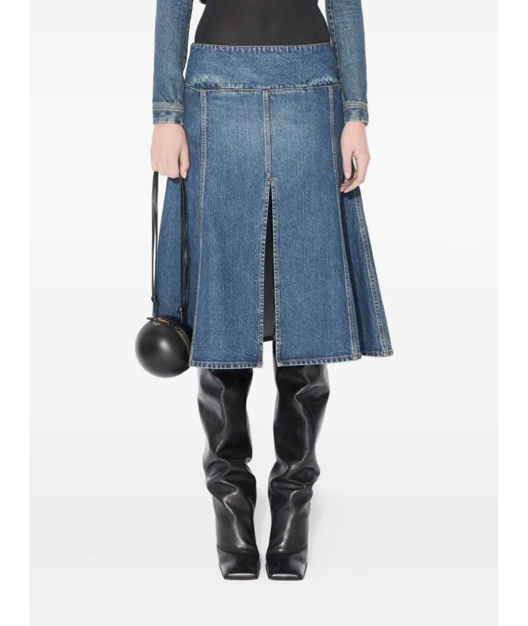 ALAIA Синяя хлопковая юбка миди, фото 3