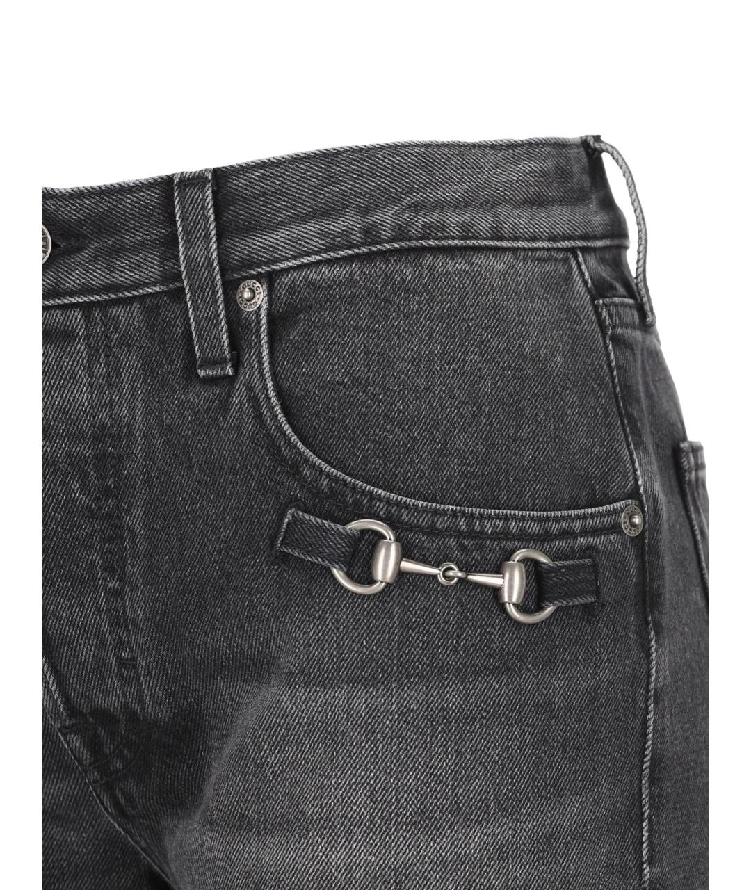 GUCCI Серые хлопковые джинсы клеш, фото 3