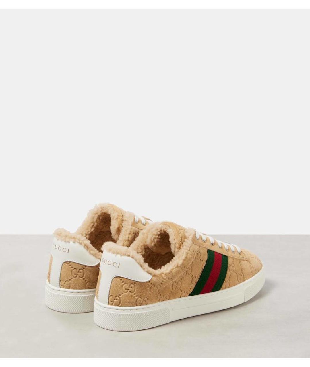 GUCCI Бежевые замшевые кеды, фото 4