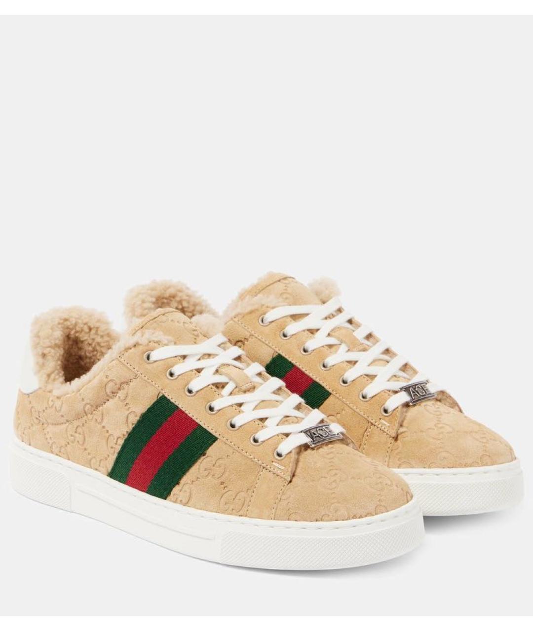 GUCCI Бежевые замшевые кеды, фото 5