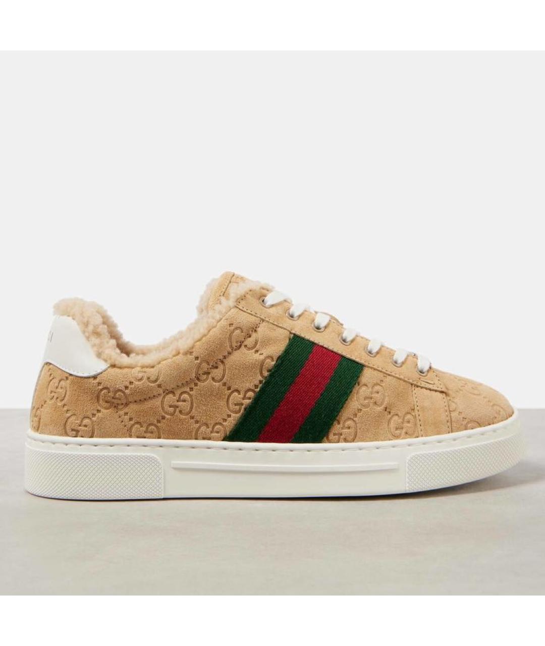 GUCCI Бежевые замшевые кеды, фото 6