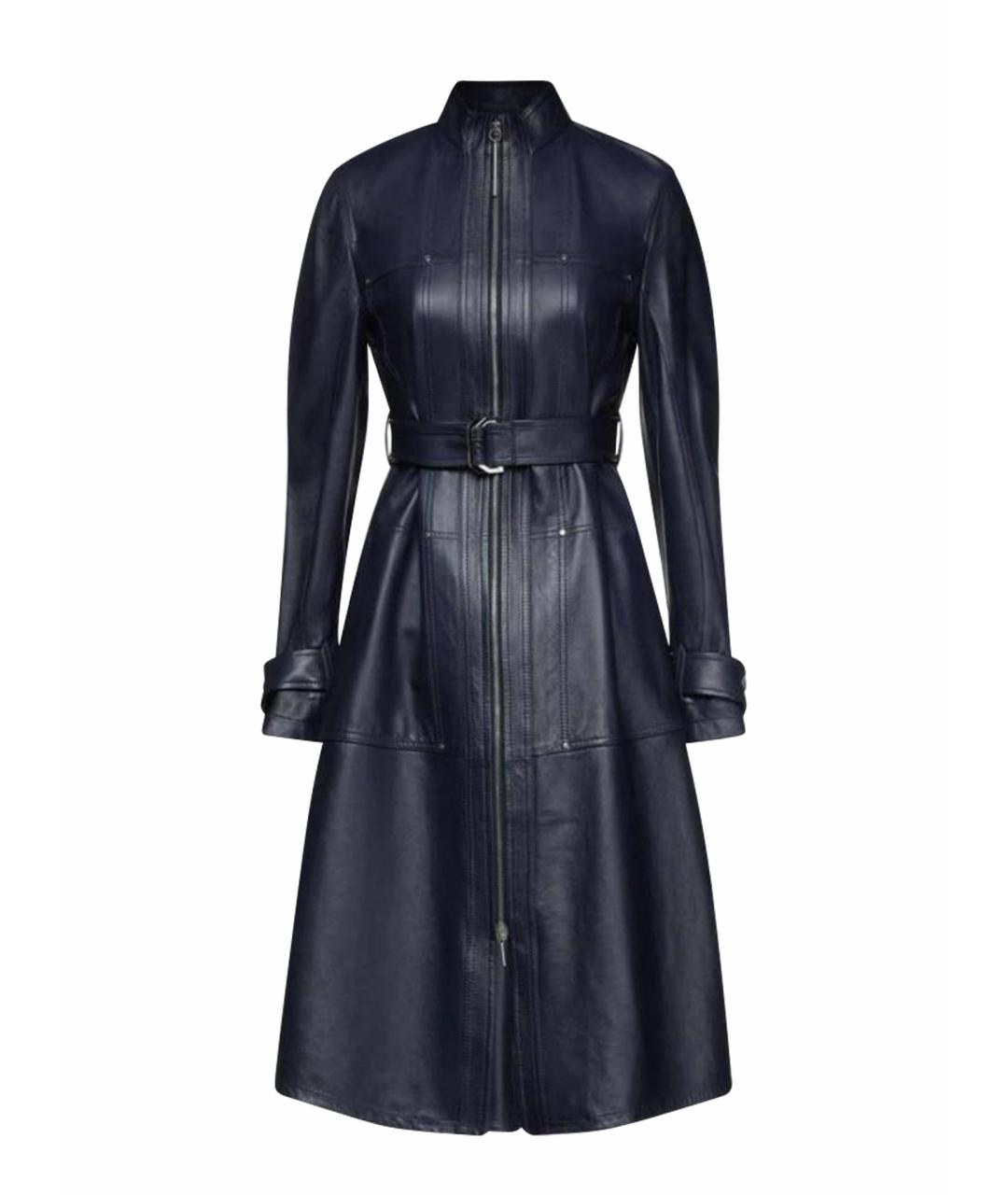 SPORTMAX Темно-синий кожаный тренч/плащ, фото 10