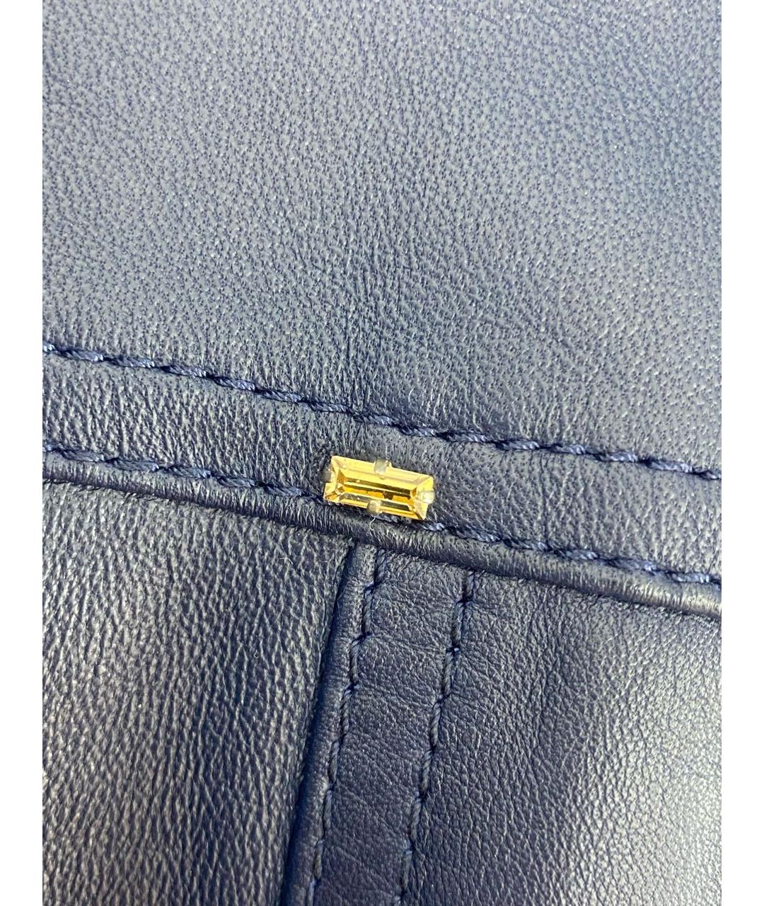 SPORTMAX Темно-синий кожаный тренч/плащ, фото 7