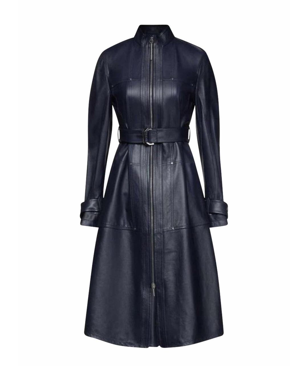 SPORTMAX Темно-синий кожаный тренч/плащ, фото 1
