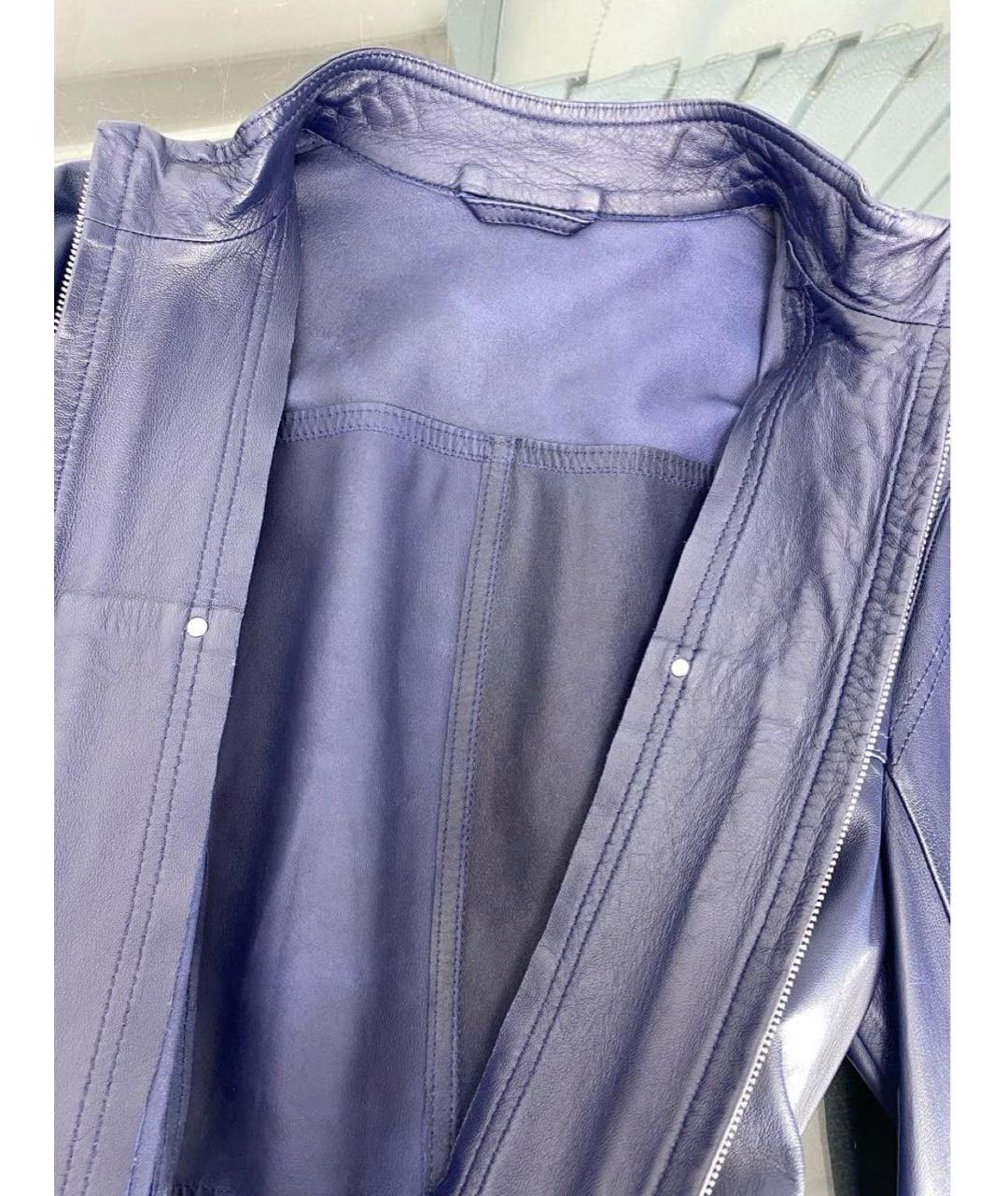 SPORTMAX Темно-синий кожаный тренч/плащ, фото 3