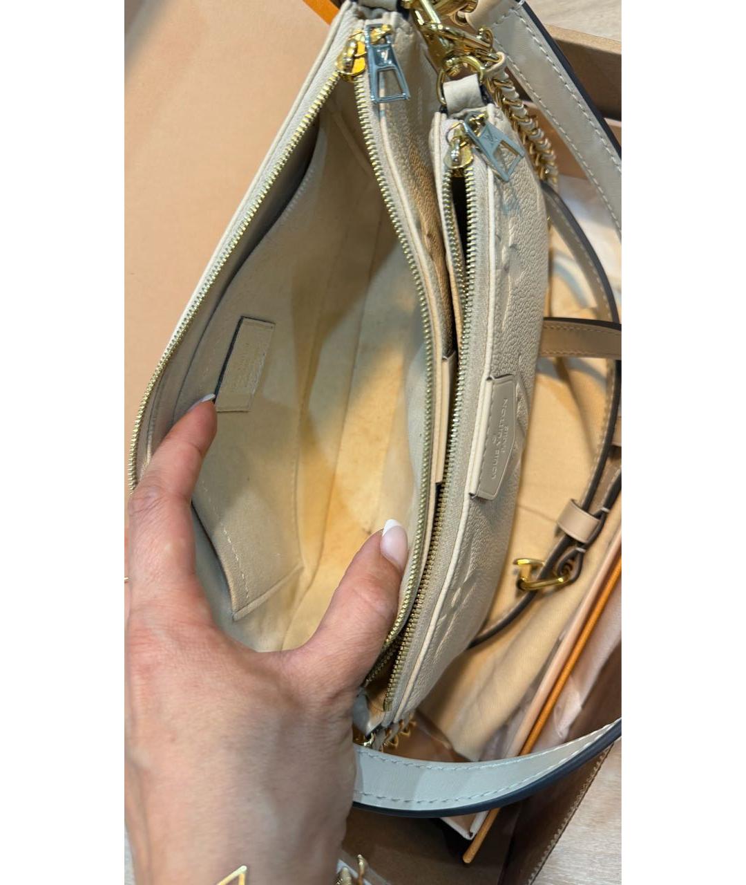 LOUIS VUITTON Бежевая кожаная сумка через плечо, фото 4