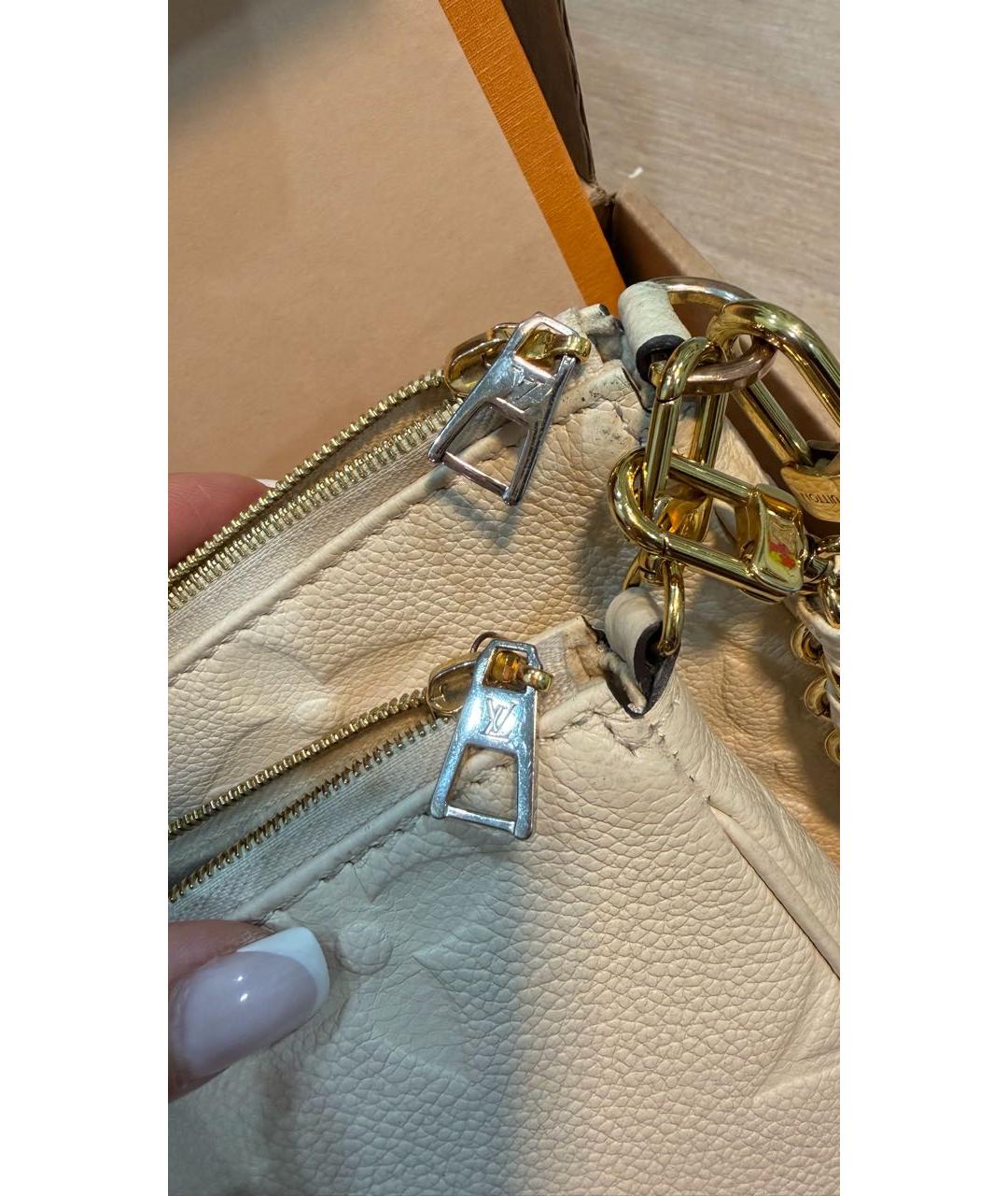 LOUIS VUITTON Бежевая кожаная сумка через плечо, фото 5