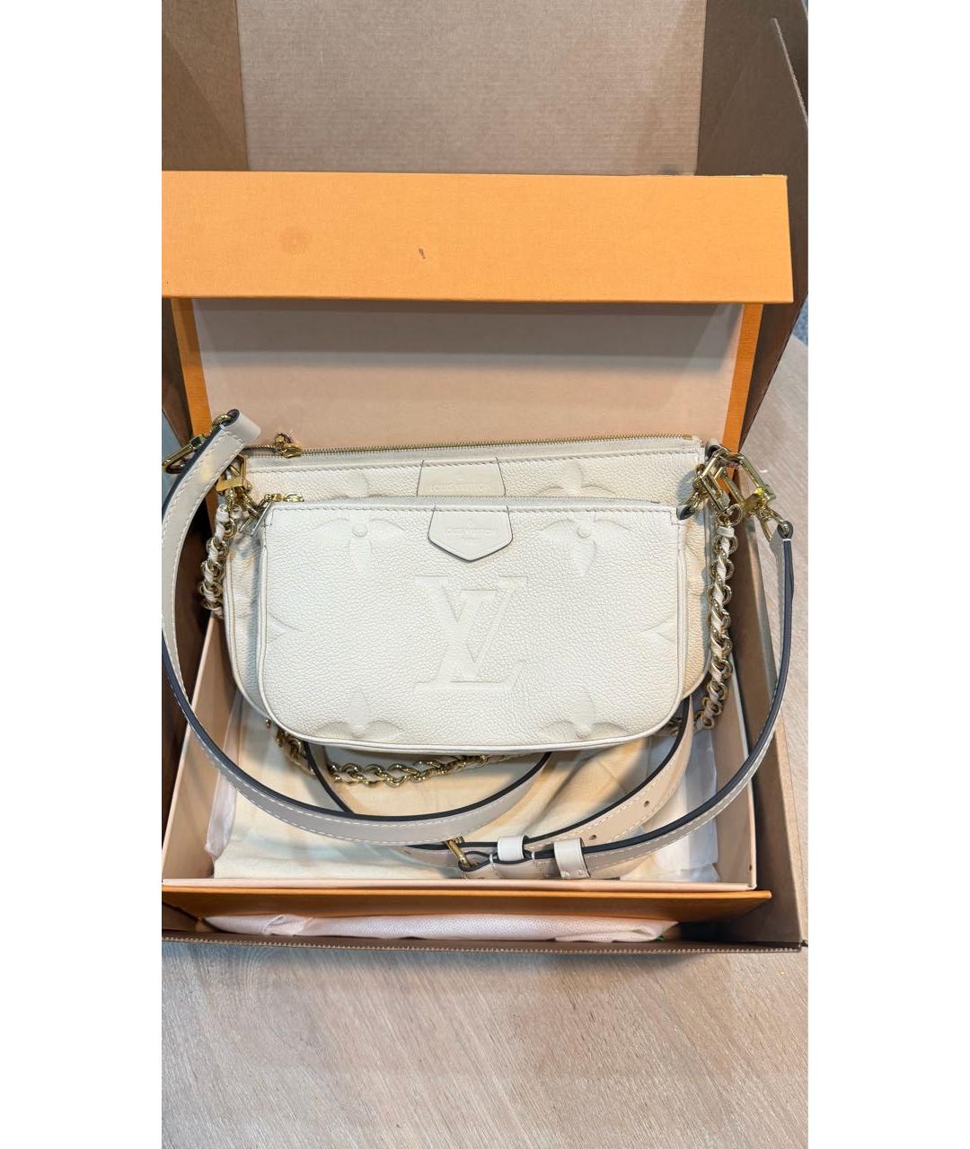 LOUIS VUITTON Бежевая кожаная сумка через плечо, фото 9