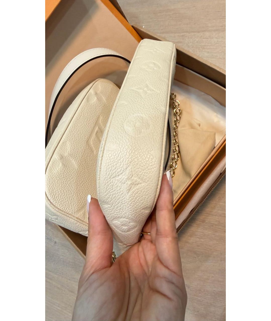 LOUIS VUITTON Бежевая кожаная сумка через плечо, фото 7