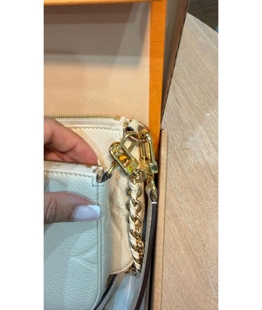 LOUIS VUITTON Бежевая кожаная сумка через плечо, фото 6