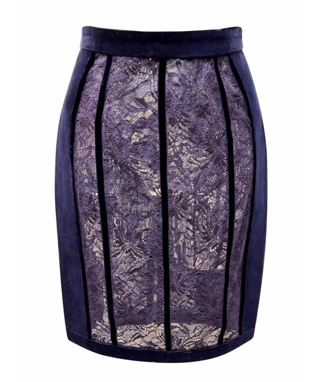 BALMAIN Темно-синяя хлопковая юбка миди, фото 1