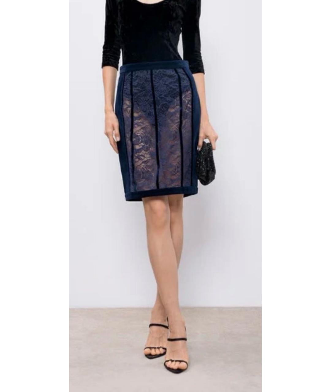 BALMAIN Темно-синяя хлопковая юбка миди, фото 6