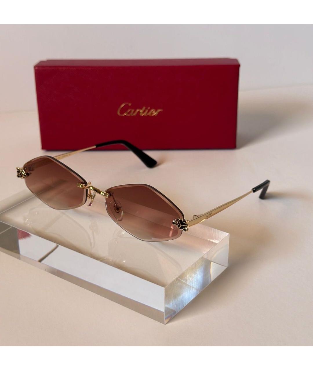 CARTIER Золотые металлические солнцезащитные очки, фото 2