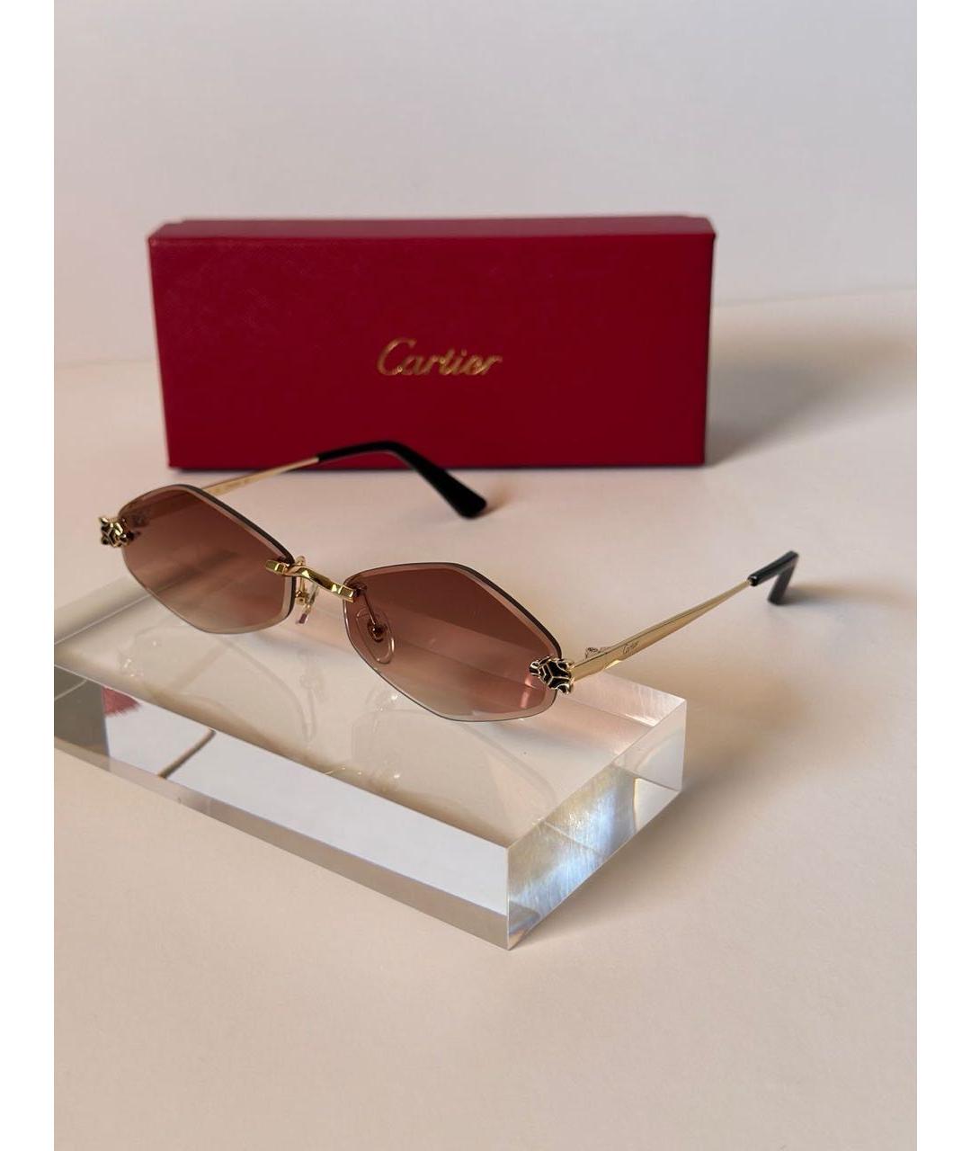 CARTIER Золотые металлические солнцезащитные очки, фото 3