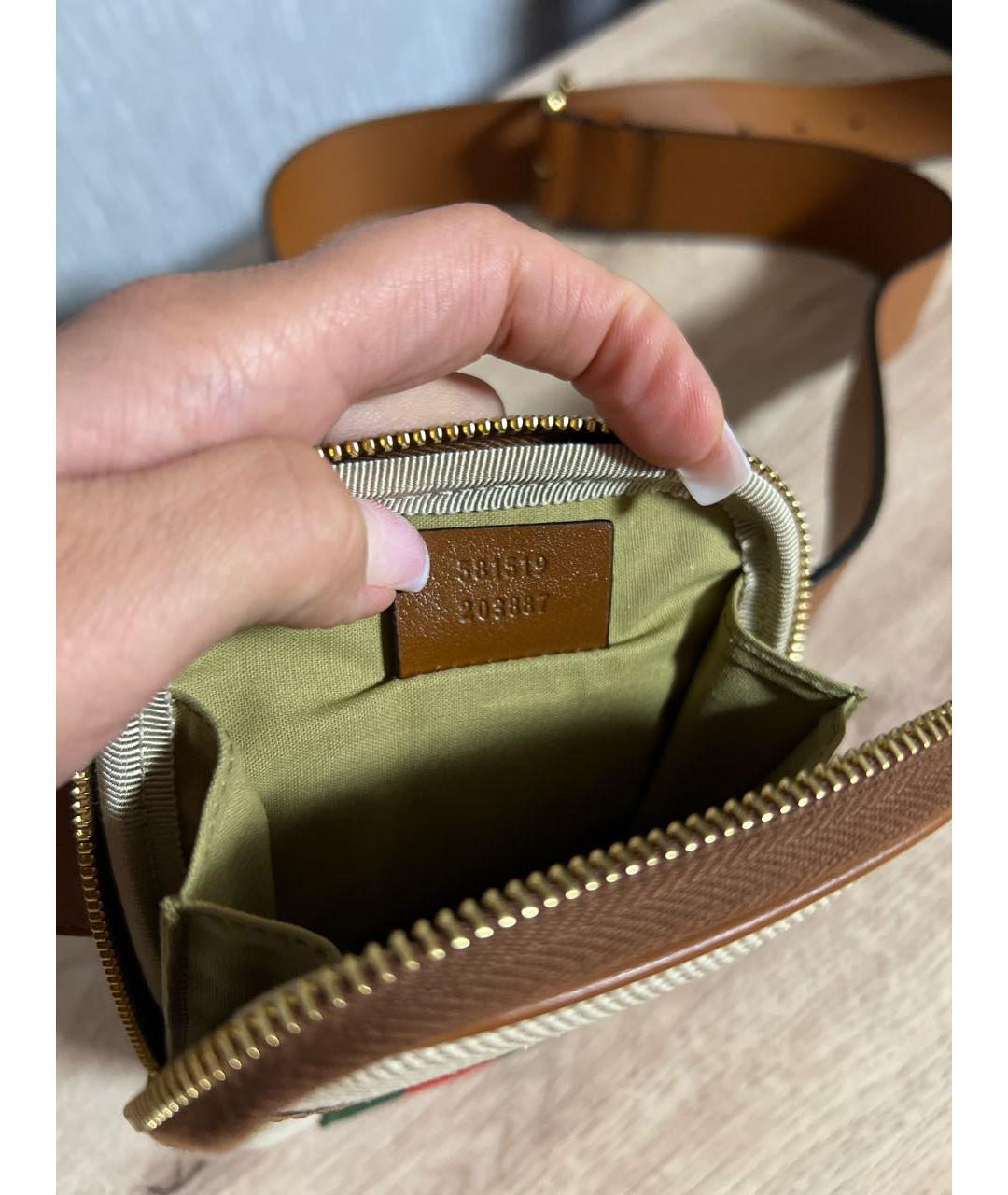 GUCCI Коричневая хлопковая поясная сумка, фото 6