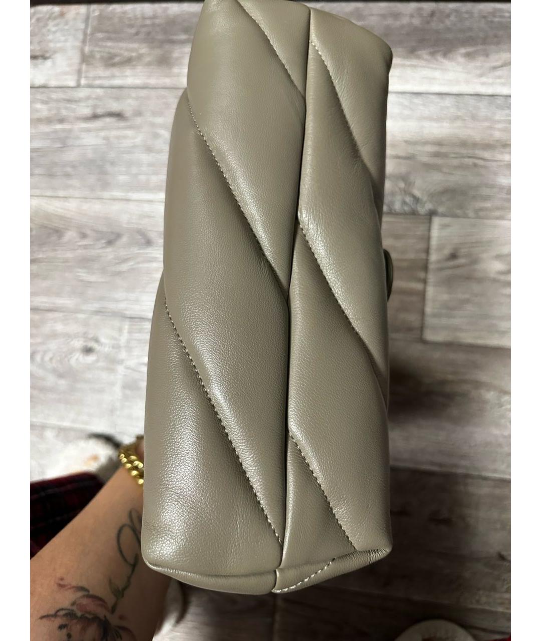 PINKO Серая кожаная сумка через плечо, фото 5