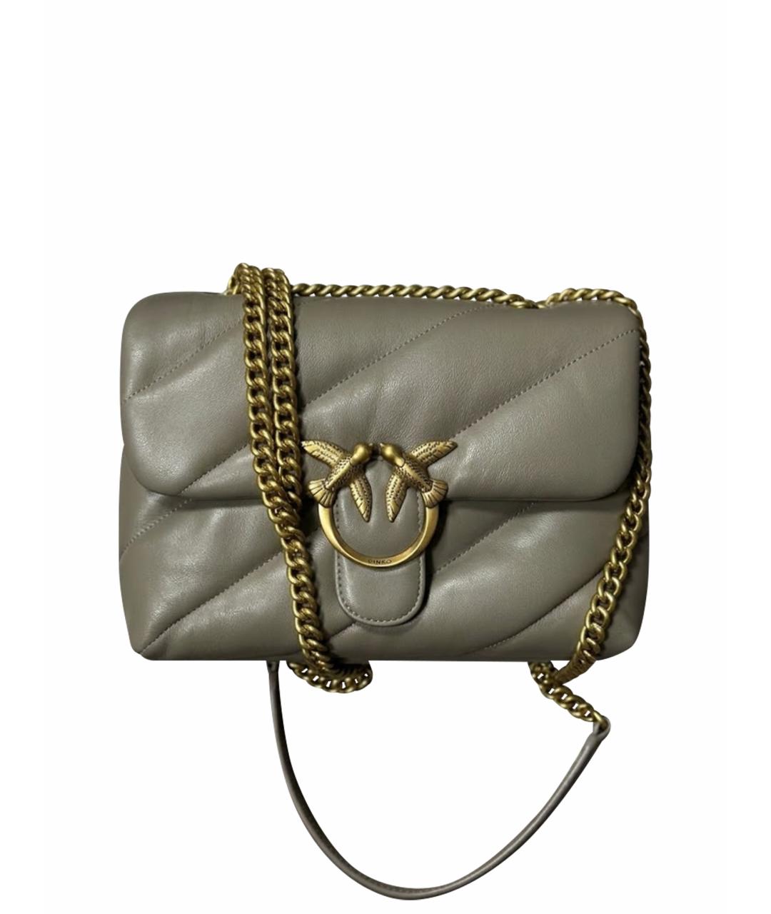 PINKO Серая кожаная сумка через плечо, фото 1