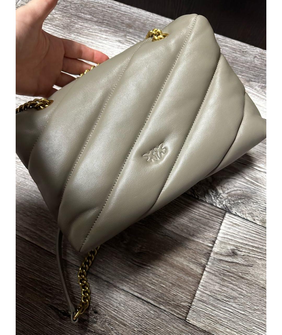 PINKO Серая кожаная сумка через плечо, фото 2