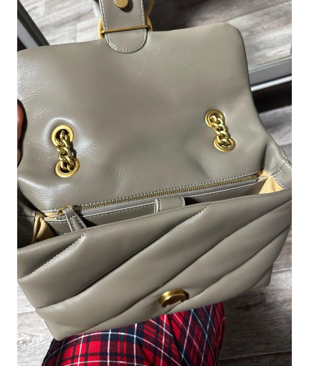 PINKO Серая кожаная сумка через плечо, фото 3