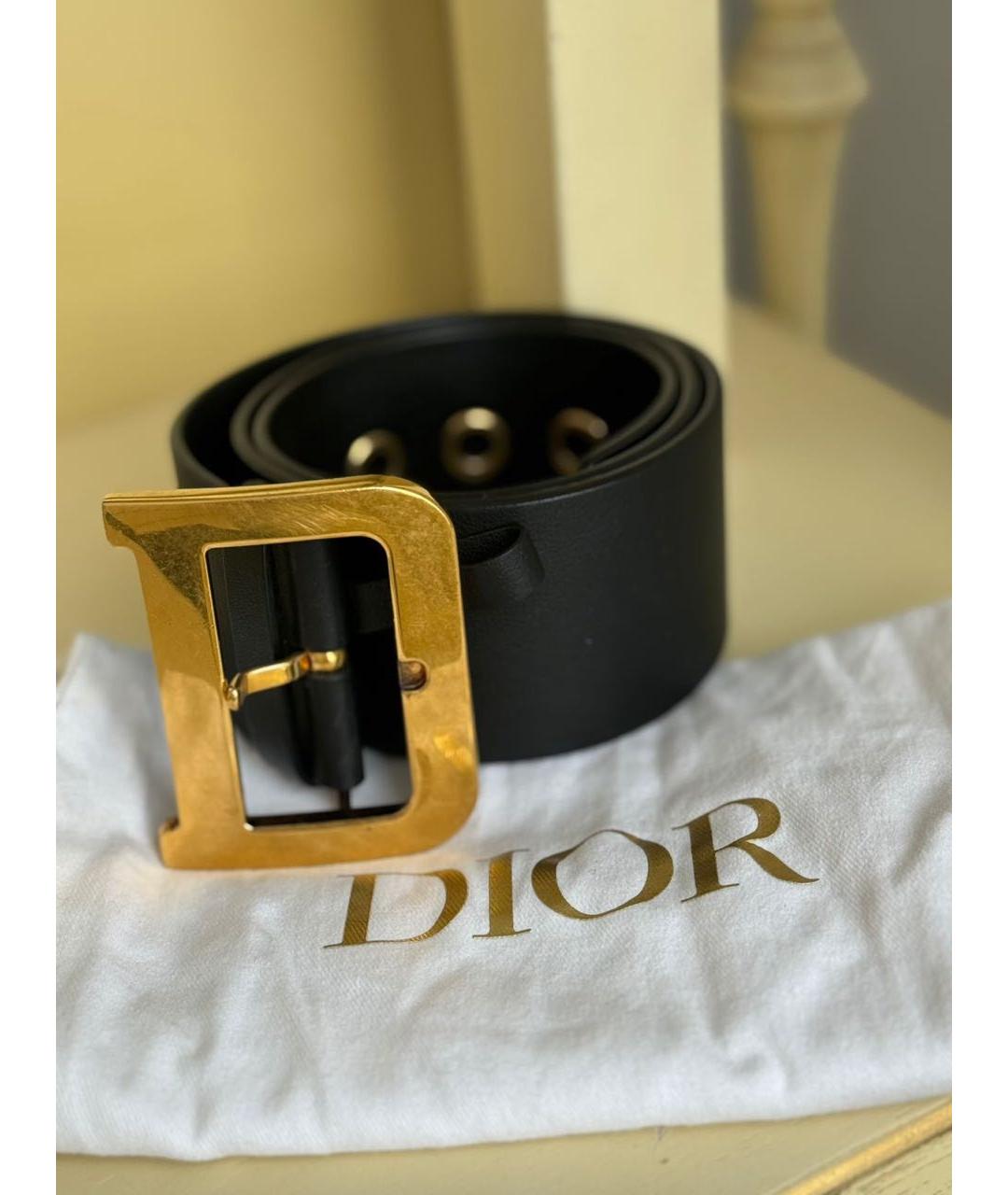 CHRISTIAN DIOR Черный кожаный ремень, фото 4