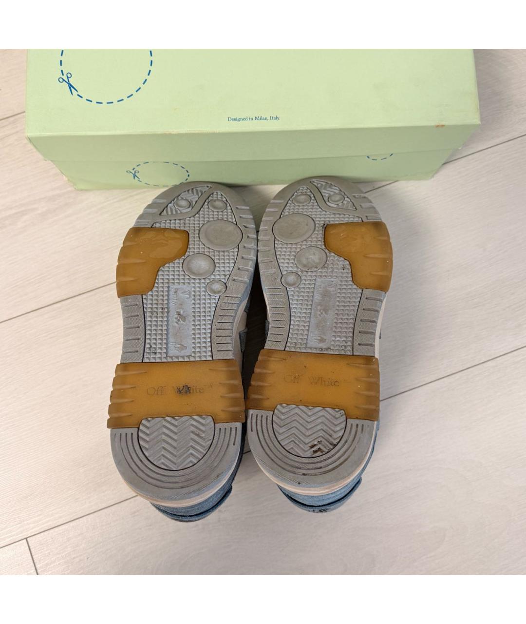 OFF-WHITE Голубые замшевые низкие кроссовки / кеды, фото 5