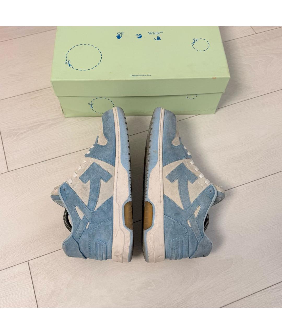 OFF-WHITE Голубые замшевые низкие кроссовки / кеды, фото 3