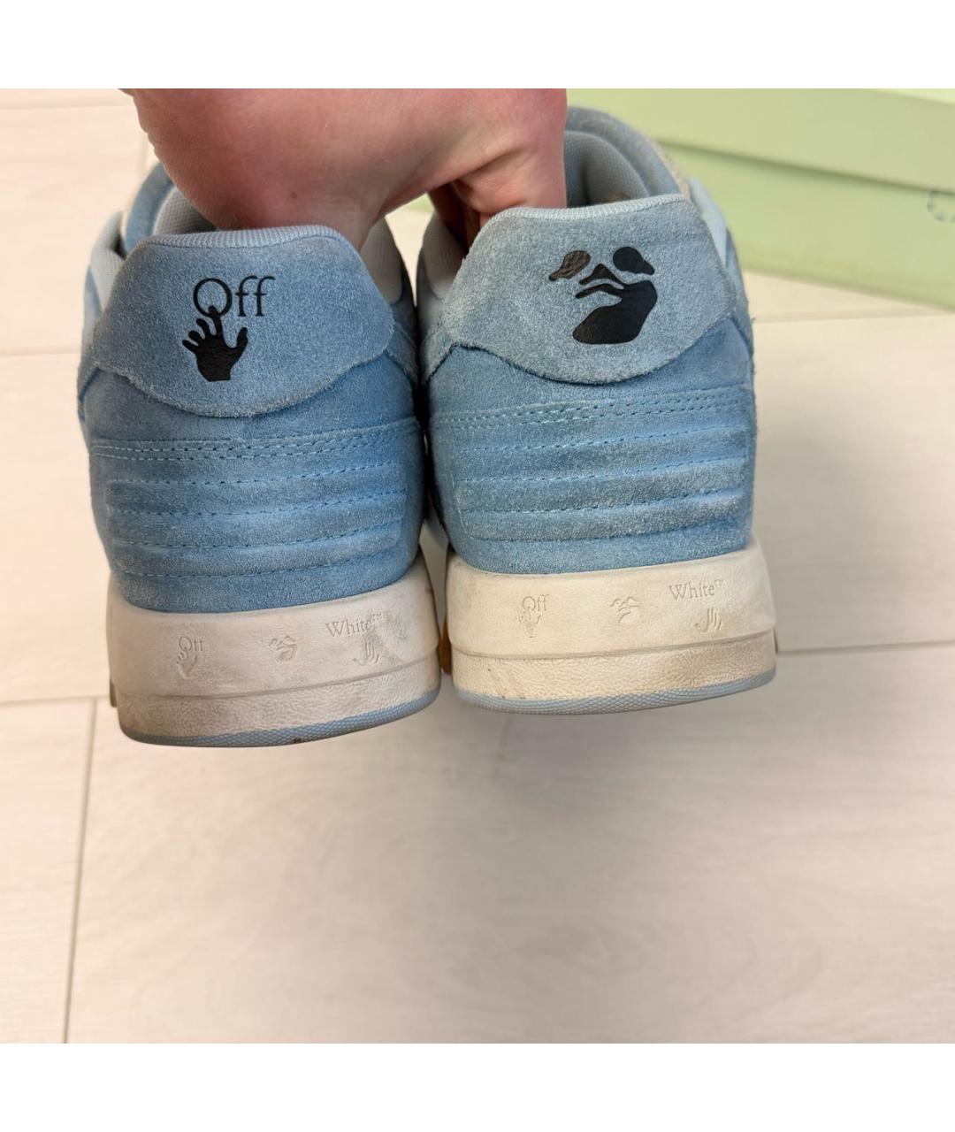 OFF-WHITE Голубые замшевые низкие кроссовки / кеды, фото 4