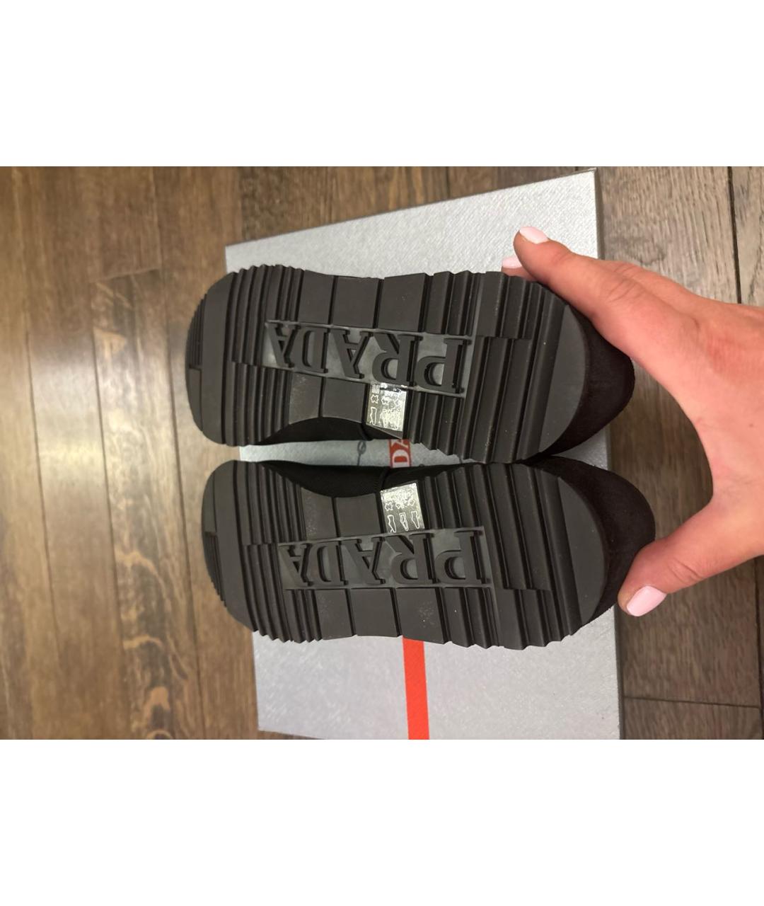 PRADA Черные низкие кроссовки / кеды, фото 5