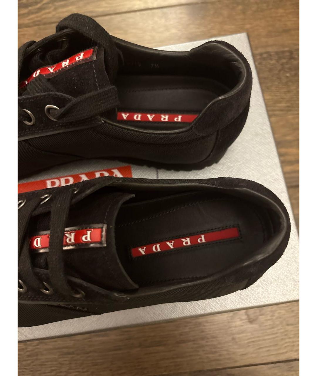 PRADA Черные низкие кроссовки / кеды, фото 4