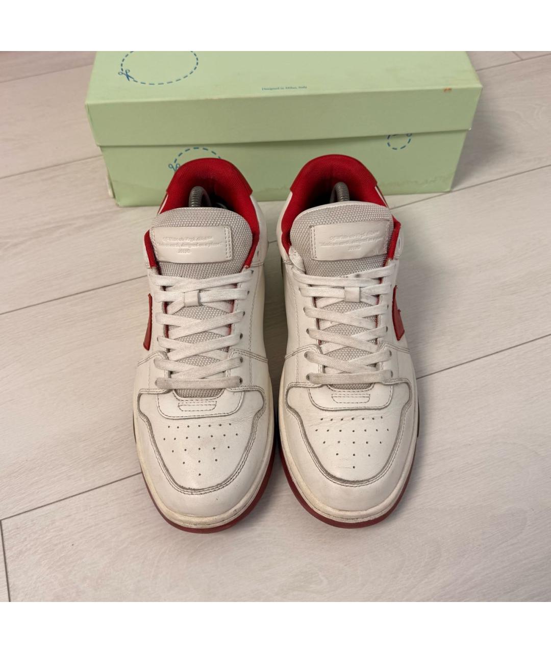 OFF-WHITE Белые кожаные низкие кроссовки / кеды, фото 2