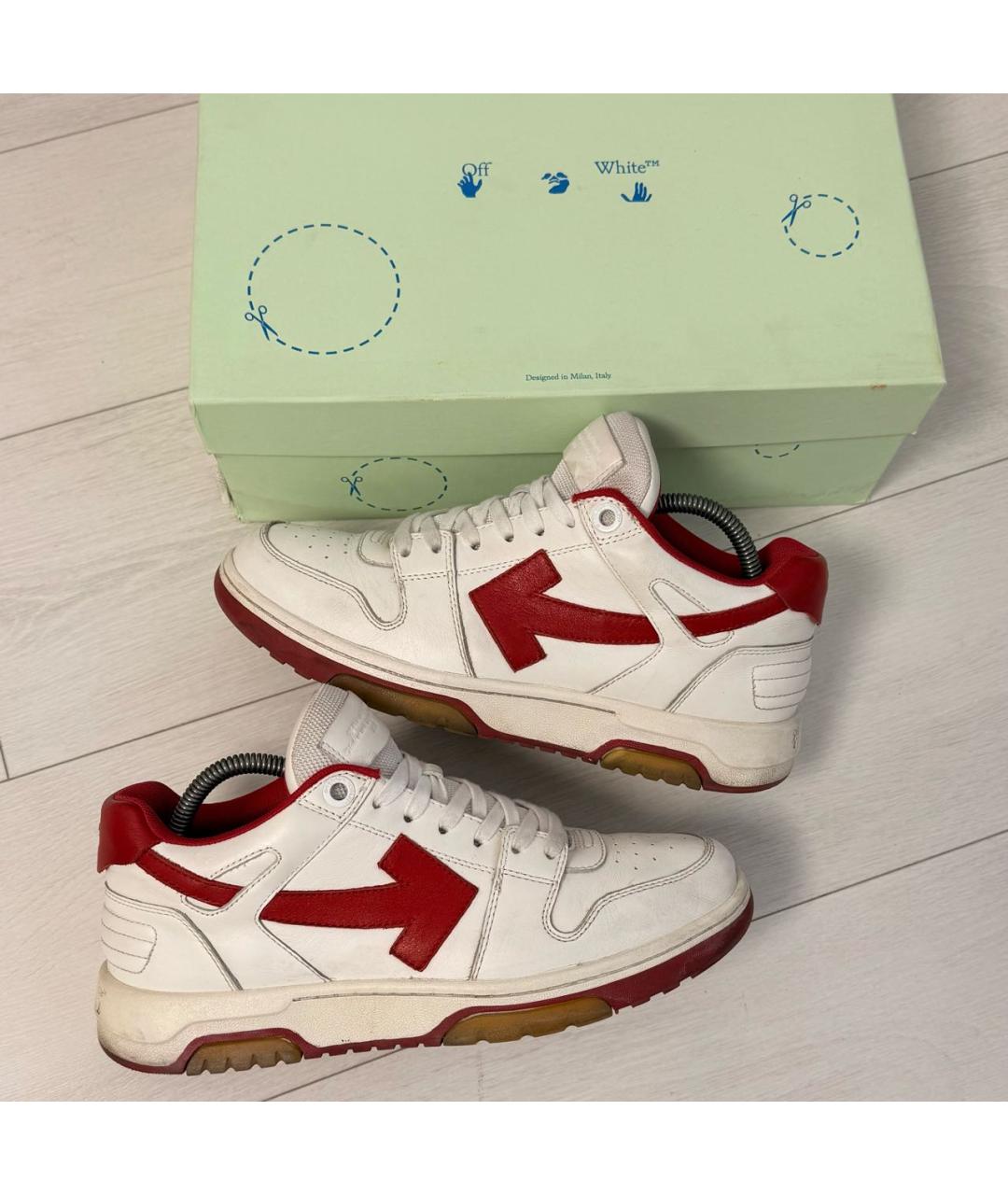 OFF-WHITE Белые кожаные низкие кроссовки / кеды, фото 7