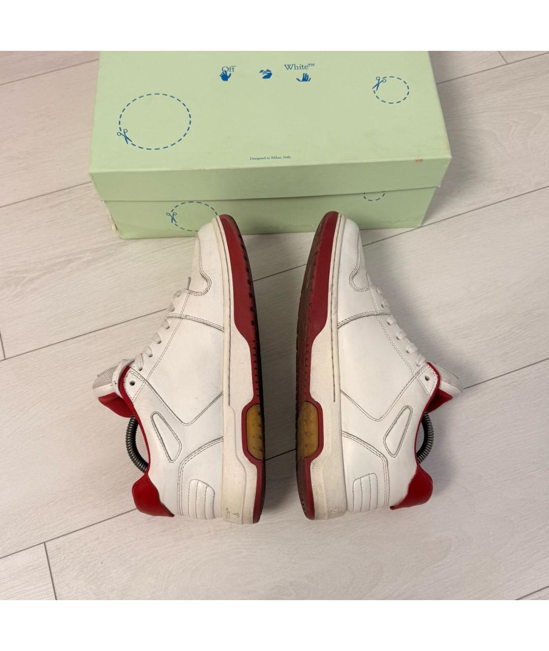 OFF-WHITE Белые кожаные низкие кроссовки / кеды, фото 3