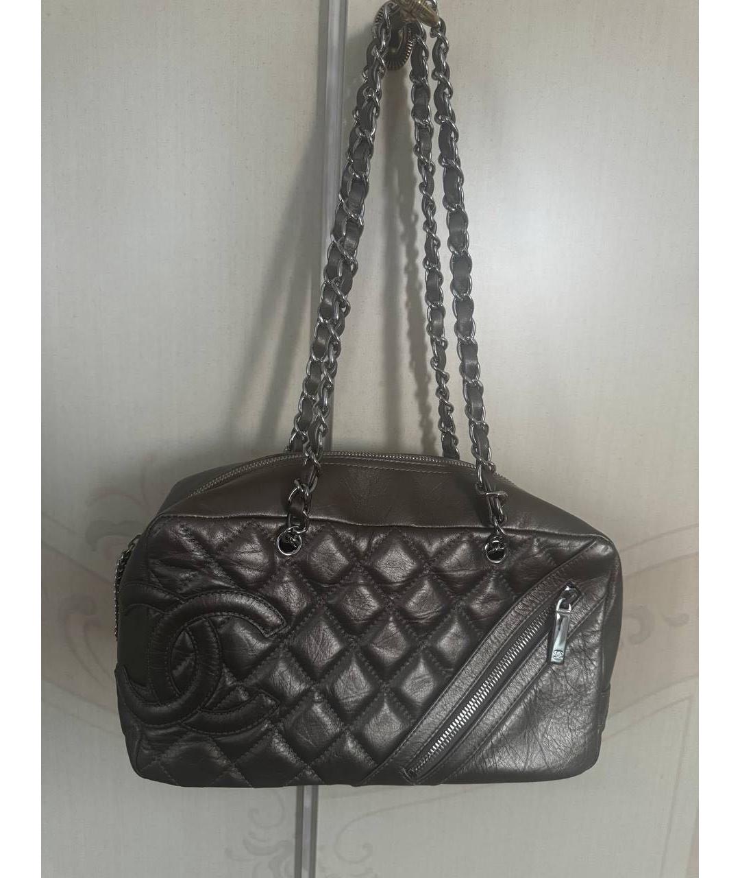 CHANEL Серая кожаная сумка через плечо, фото 2