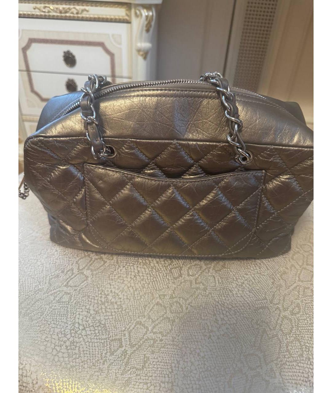 CHANEL Серая кожаная сумка через плечо, фото 5