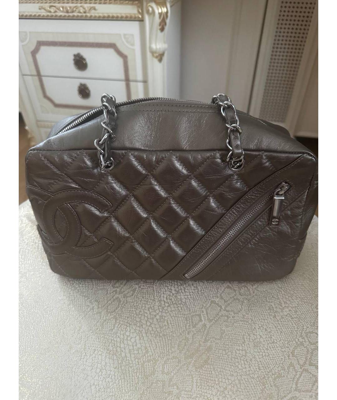 CHANEL Серая кожаная сумка через плечо, фото 3