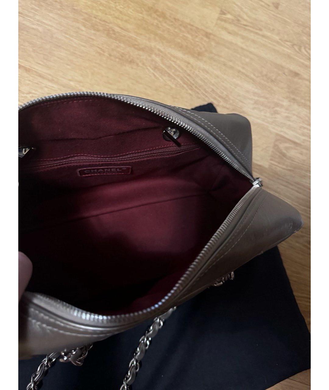 CHANEL Серая кожаная сумка через плечо, фото 6