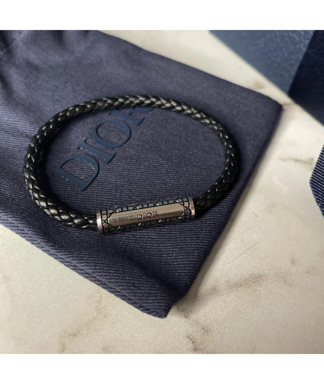 CHRISTIAN DIOR Черный кожаный браслет, фото 3