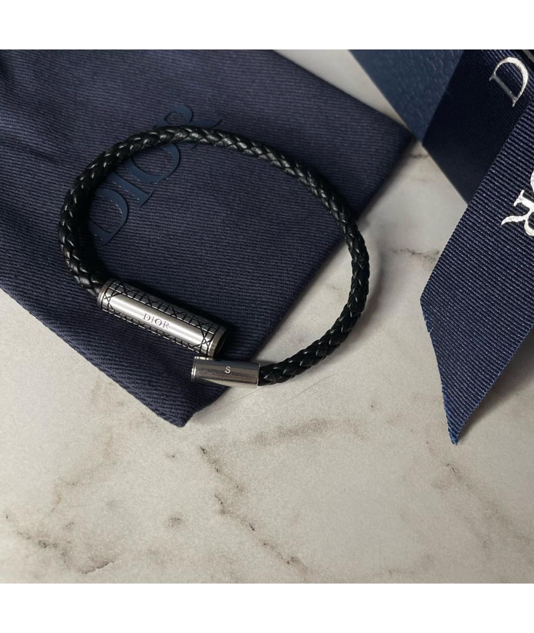 CHRISTIAN DIOR Черный кожаный браслет, фото 4