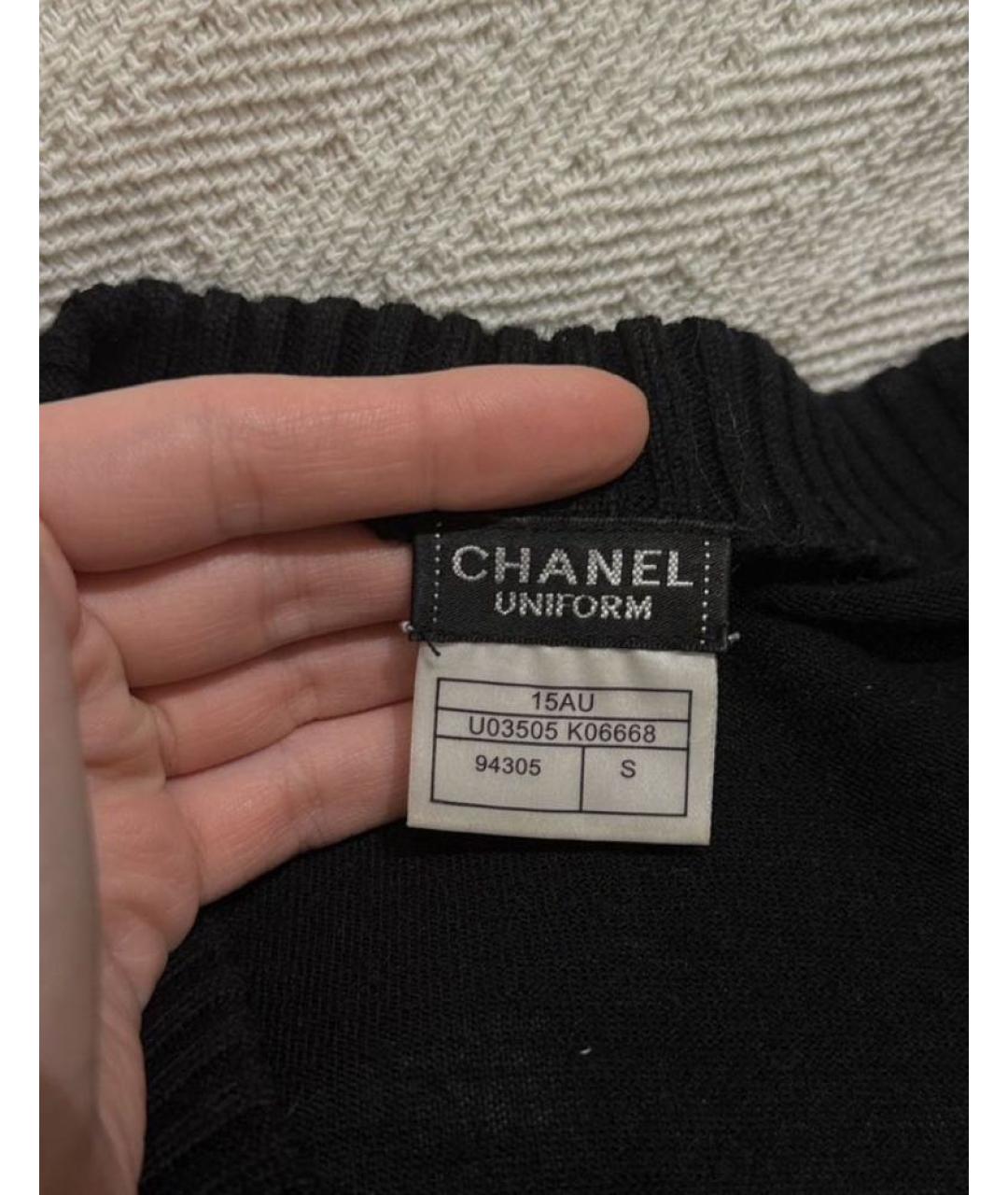 CHANEL Черный шерстяной кардиган, фото 5