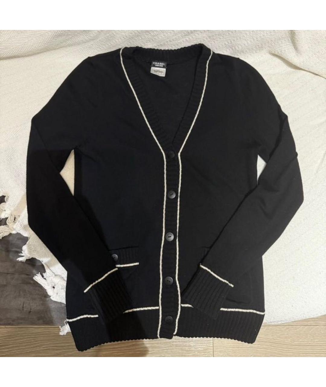 CHANEL Черный шерстяной кардиган, фото 2