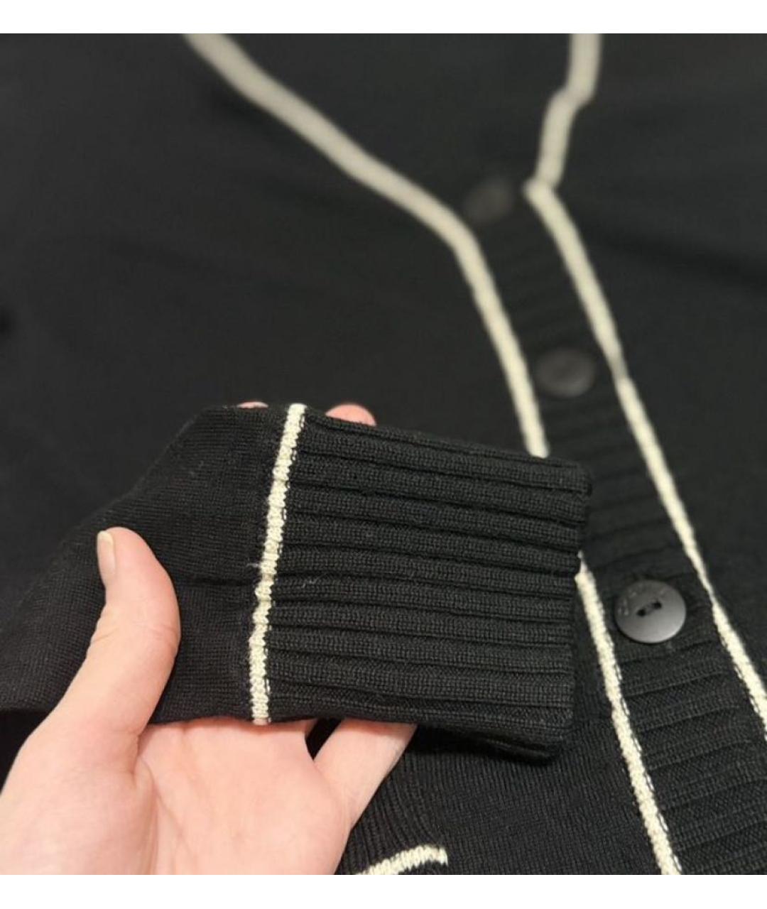 CHANEL Черный шерстяной кардиган, фото 4