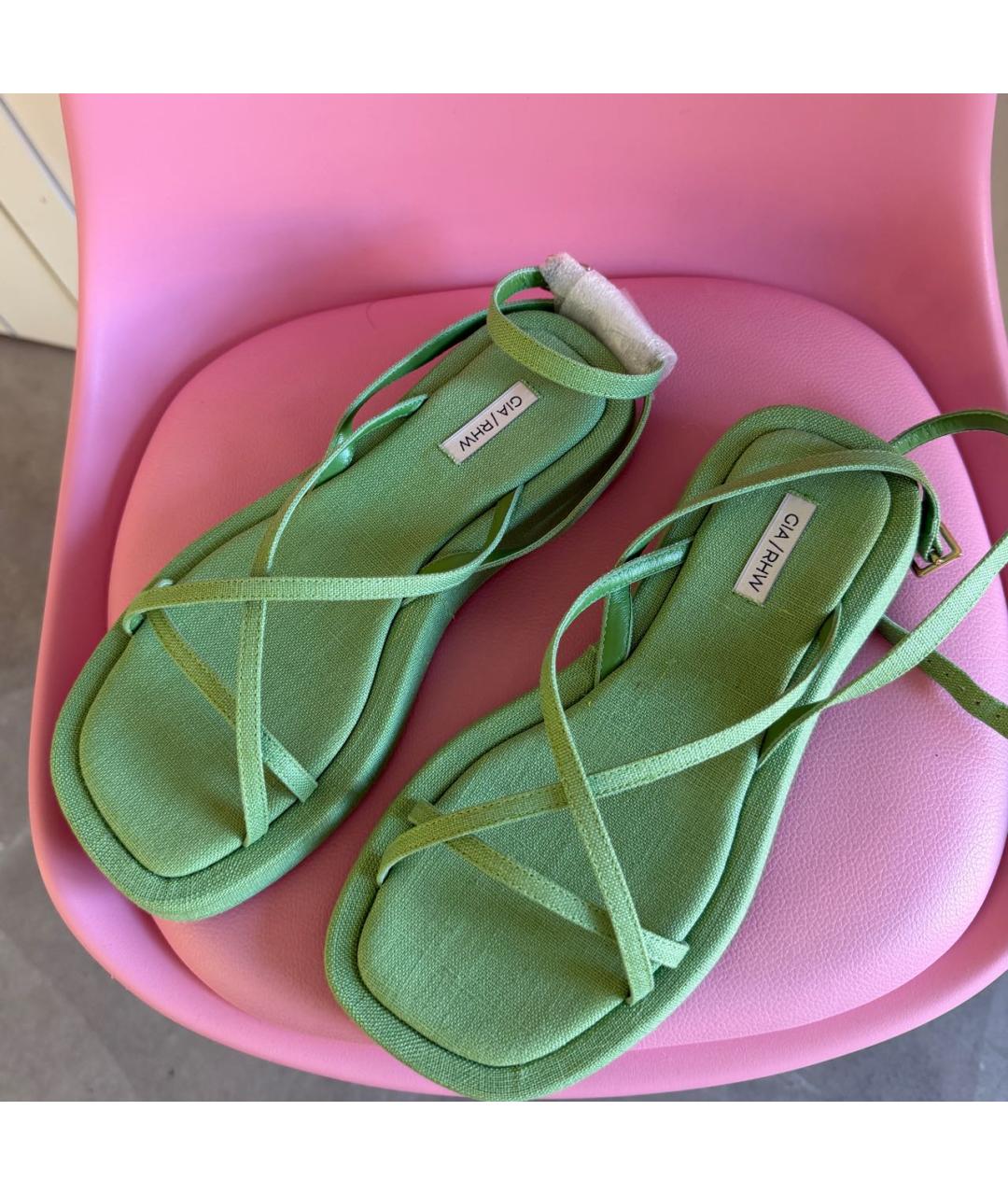 GIABORGHINI Зеленые текстильные сандалии, фото 5