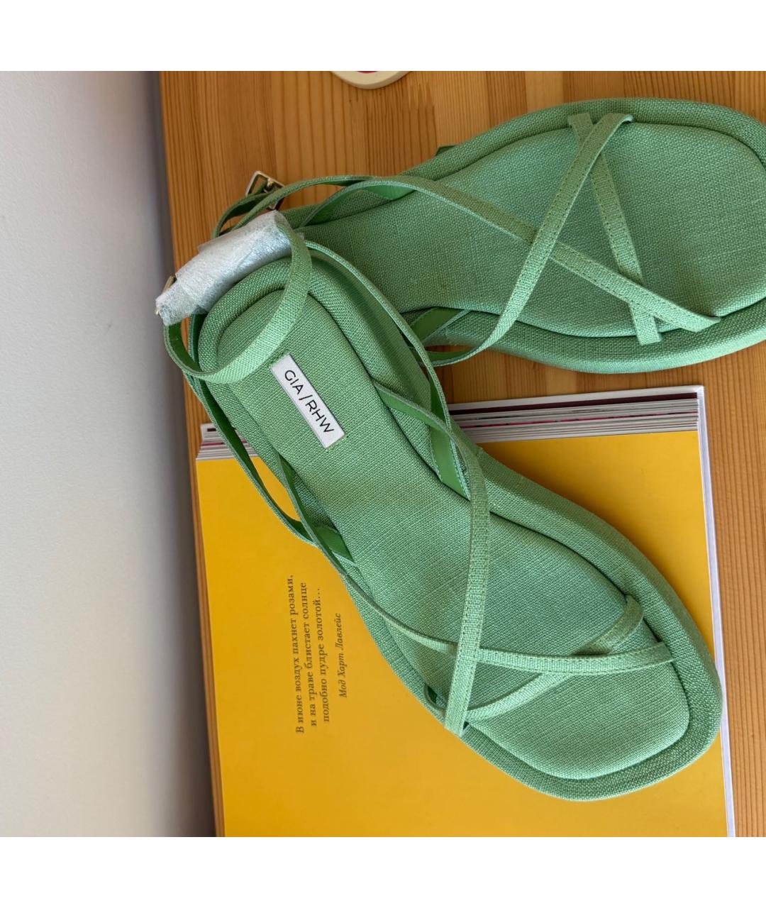 GIABORGHINI Зеленые текстильные сандалии, фото 7