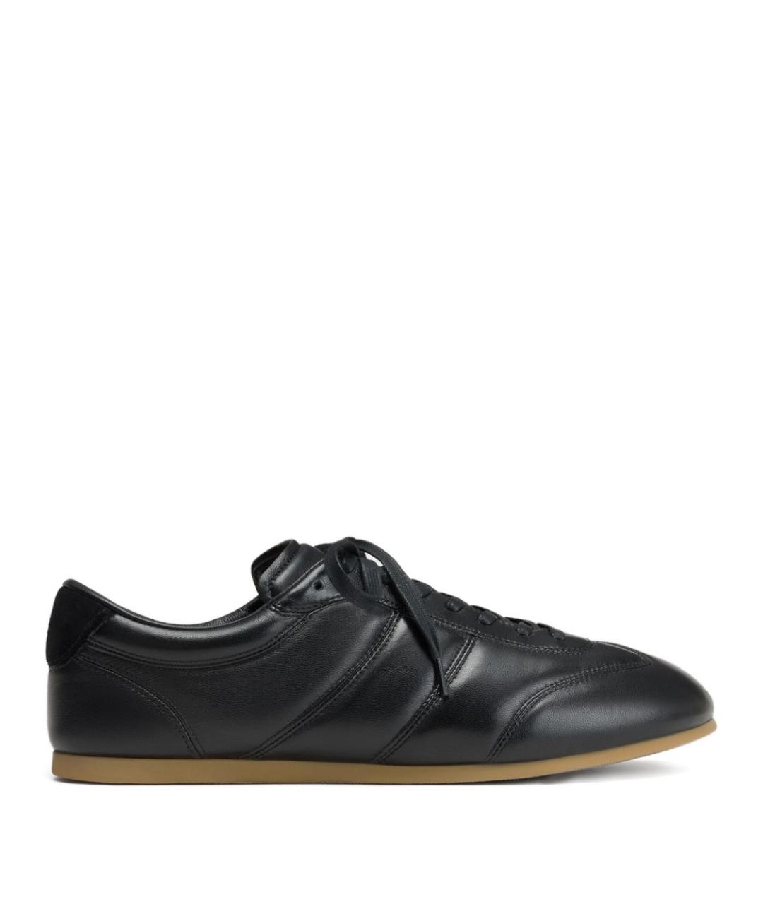 LEMAIRE Черные кожаные низкие кроссовки / кеды, фото 1