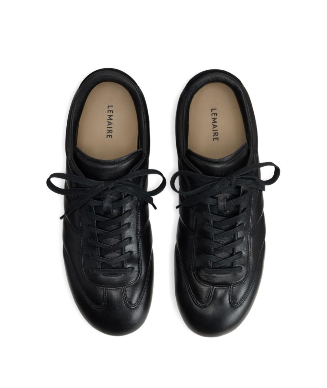 LEMAIRE Черные кожаные низкие кроссовки / кеды, фото 4